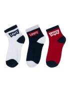 Levi's Къси чорапи с лого - 3 чифта Черен/Тъмночервен/Бял