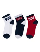 Levi's Къси чорапи с лого - 3 чифта Черен/Тъмночервен/Бял