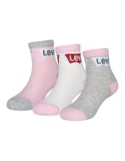 Levi's Къси чорапи с лого - 3 чифта Сив меланж/Розово