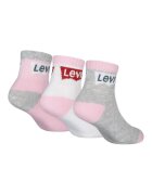 Levi's Къси чорапи с лого - 3 чифта Сив меланж/Розово