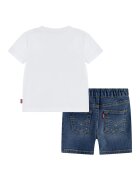 Levi's Къси дънки и тениска с принт Бял/Кафяв/Прашно синьо