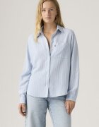 Levi's Раирана риза с памук и лен Бял/Бледо синьо