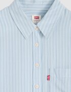 Levi's Раирана риза с памук и лен Бял/Бледо синьо