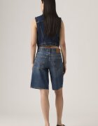 Levi's Свободни къси дънки с миди талия Син меланж