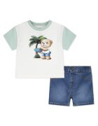 Levi's Тениска Palm Tree с дънкови бермуди Тъмносин/Бял