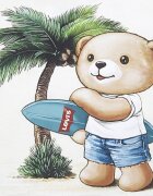Levi's Тениска Palm Tree с дънкови бермуди Тъмносин/Бял