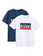 Levi's Тениска с лого - 2 броя - Бял/Син