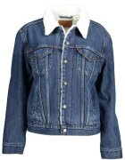 Levi's Яке деним trucker с кожа от шерпа и джобове на гърдите - синьо/бяло