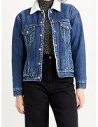 Levi's Яке Sherpa от деним с джобове на гърдите - Бял/Син