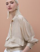 Lola casademunt by maite Яке с лиосел и лен с двупосочен цип Бежов
