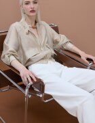 Lola casademunt by maite Яке с лиосел и лен с двупосочен цип Бежов
