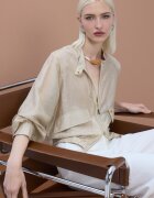 Lola casademunt by maite Яке с лиосел и лен с двупосочен цип Бежов