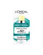 L'Oreal Paris Твърд слънцезащитен стик Bright Reveal Много висока слънцезащита SPF 50+ Съдържа витамин Е Против пигментни петна Невидим върху грим 9 мл