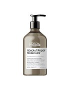 L'Oreal Professionnel Шампоан за увредена коса Serie Expert Absolut Repair Molecular формулиран с пептидни връзки и 5 аминокиселини възстановява макромолекулната структура на косъма без сулфати. 500 мл