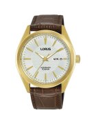Lorus Мъжки часовник - хронограф - автоматичен - корпус от неръждаема стомана - кожена каишка - кафяв/златист
