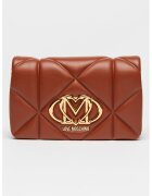 Love Moschino Чанта през рамо от еко кожа с презрамка с верижка - Канелено кафяво