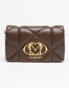 Love Moschino Чанта през рамо от еко кожа с презрамка с верижка Тъмнокафяв