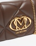 Love Moschino Чанта през рамо от еко кожа с презрамка с верижка Тъмнокафяв