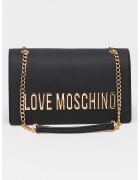 Love Moschino Чанта за рамо от еко кожа с метално лого - Черен