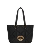 Love Moschino Дамска чанта черна - от естествена кожа