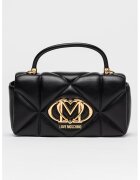 Love Moschino Капитонирана чанта от еко кожа с метално лого - Черен