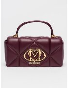 Love Moschino Капитонирана чанта от еко кожа с метално лого - Виолетов