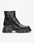 Love Moschino Кожени боти с масивен ток Черен