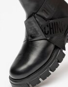 Love Moschino Кожени боти с масивен ток Черен