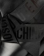 Love Moschino Кожени боти с масивен ток Черен