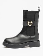 Love Moschino Кожени боти с текстилни детайли Черен
