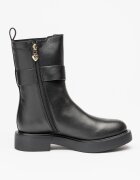 Love Moschino Кожени боти с текстилни детайли Черен