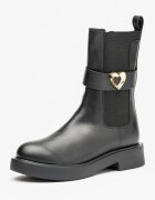 Love Moschino Кожени боти с текстилни детайли Черен