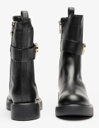 Love Moschino Кожени боти с текстилни детайли Черен