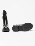Love Moschino Кожени боти с текстилни детайли Черен