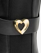 Love Moschino Кожени боти с текстилни детайли Черен
