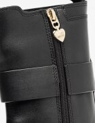 Love Moschino Кожени боти с текстилни детайли Черен