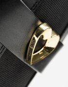 Love Moschino Кожени боти с текстилни детайли Черен