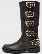 Love Moschino Кожени ботуши до прасеца с токи Тъмнокафяв