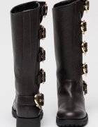 Love Moschino Кожени ботуши до прасеца с токи Тъмнокафяв