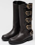 Love Moschino Кожени ботуши до прасеца с токи Тъмнокафяв