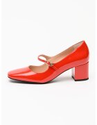 Love Moschino Лачени кожени обувки Mary Janes с квадратен връх - Червен/Златист