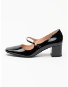 Love Moschino Лачени кожени обувки Mary Janes с квадратен връх - Златист/Черен