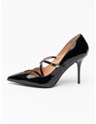 Love Moschino Обувки стилето Spill от лачена кожа с каишки - Златист/Черен