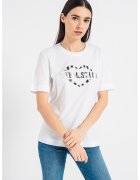 Love Moschino Памучна тениска с лого - Бял