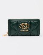 Love Moschino Портфейл от еко кожа с лого Тъмнозелен