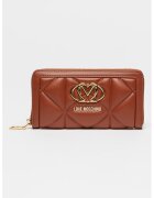 Love Moschino Портфейл от капитонирана еко кожа - Канелено кафяво