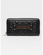 Love Moschino Портмоне от еко кожа с цип и метално лого - Златист/Черен