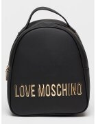 Love Moschino Раница от еко кожа с метално лого - Черен