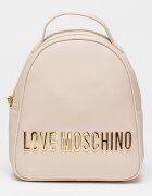 Love Moschino Раница от еко кожа с метално лого Слонова кост