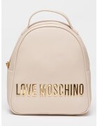 Love Moschino Раница от еко кожа с метално лого - Слонова кост